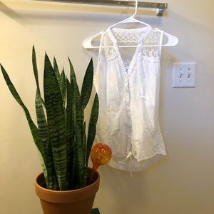 SOLD | Sleeveless Embroidered Button-Down Top